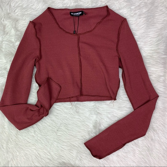 PrettyLittleThing Tops - PrettyLittleThing Renew Stitched Longsleeve Crop Top